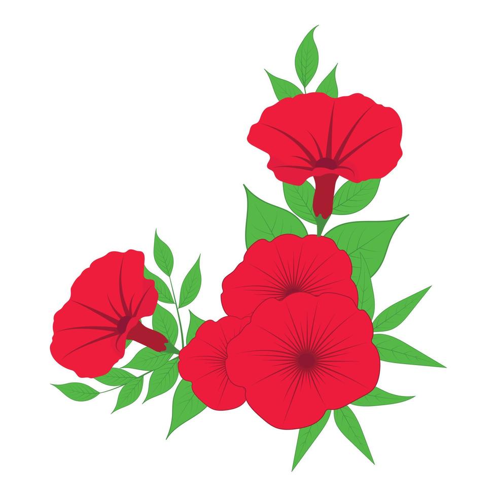 vektor illustration av en gren av röd tropisk hibiskus