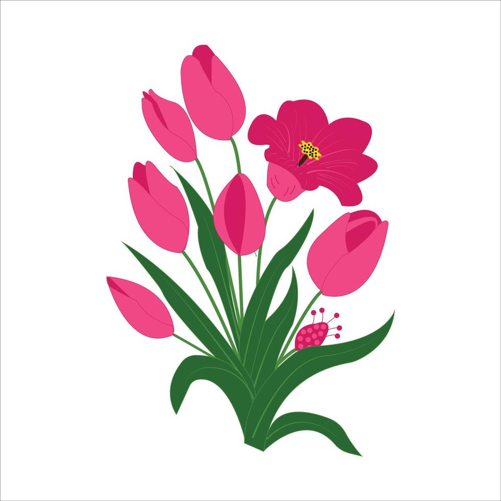 Blumenstrauß aus rosa Tulpen. Vektor-Illustration. vektor