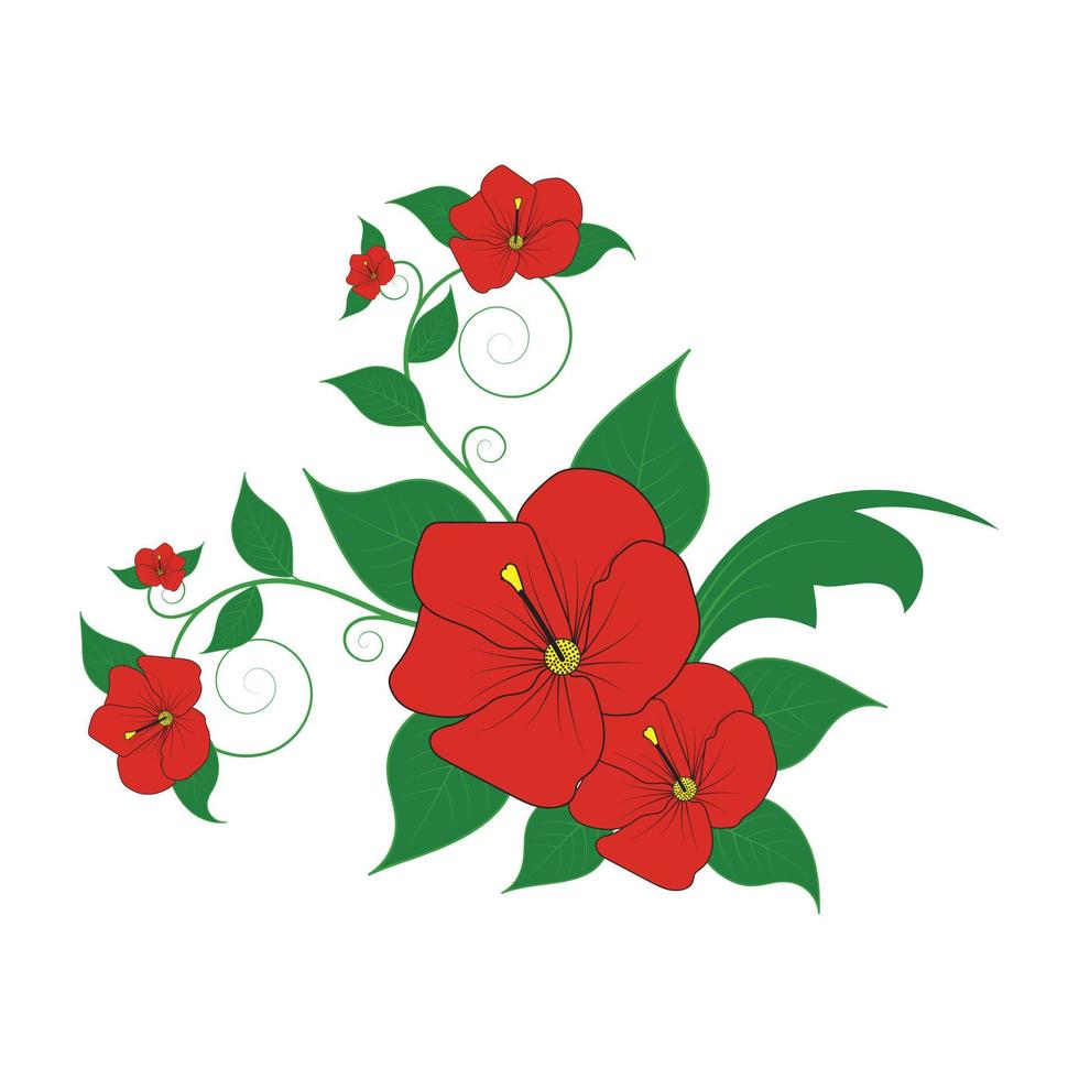 vektor designer blomma röda naturliga blad örter i akvarell stil. dekorativ skönhet elegant illustration för design