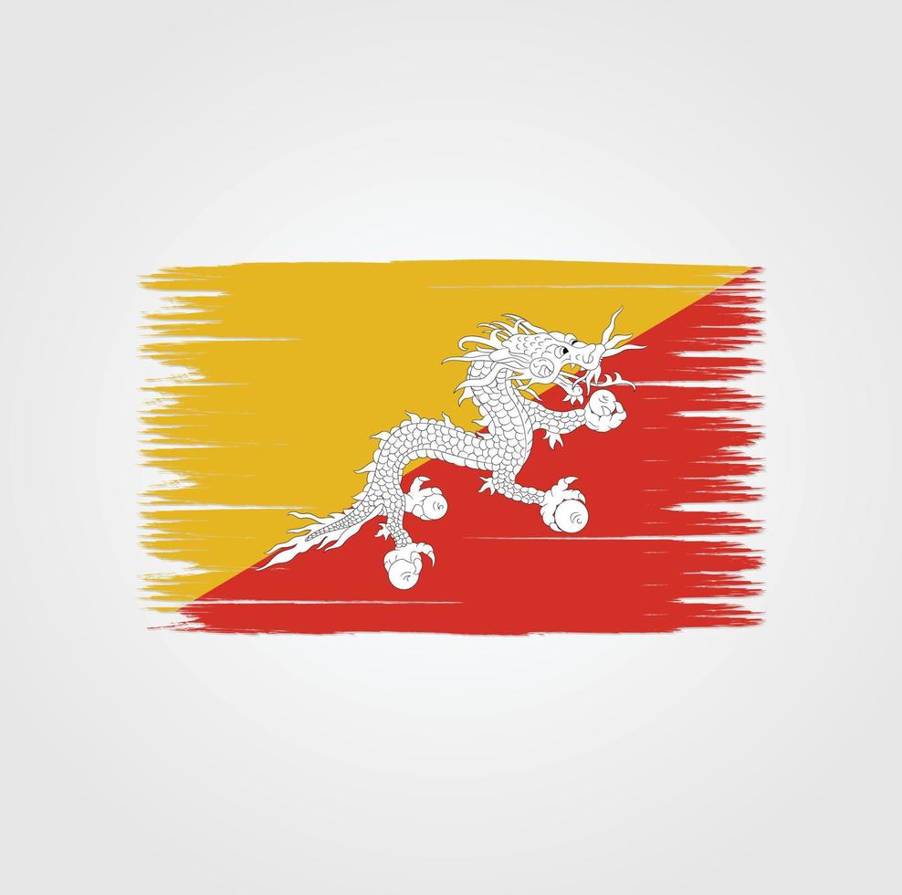 Flagge von Bhutan mit Pinselstil vektor