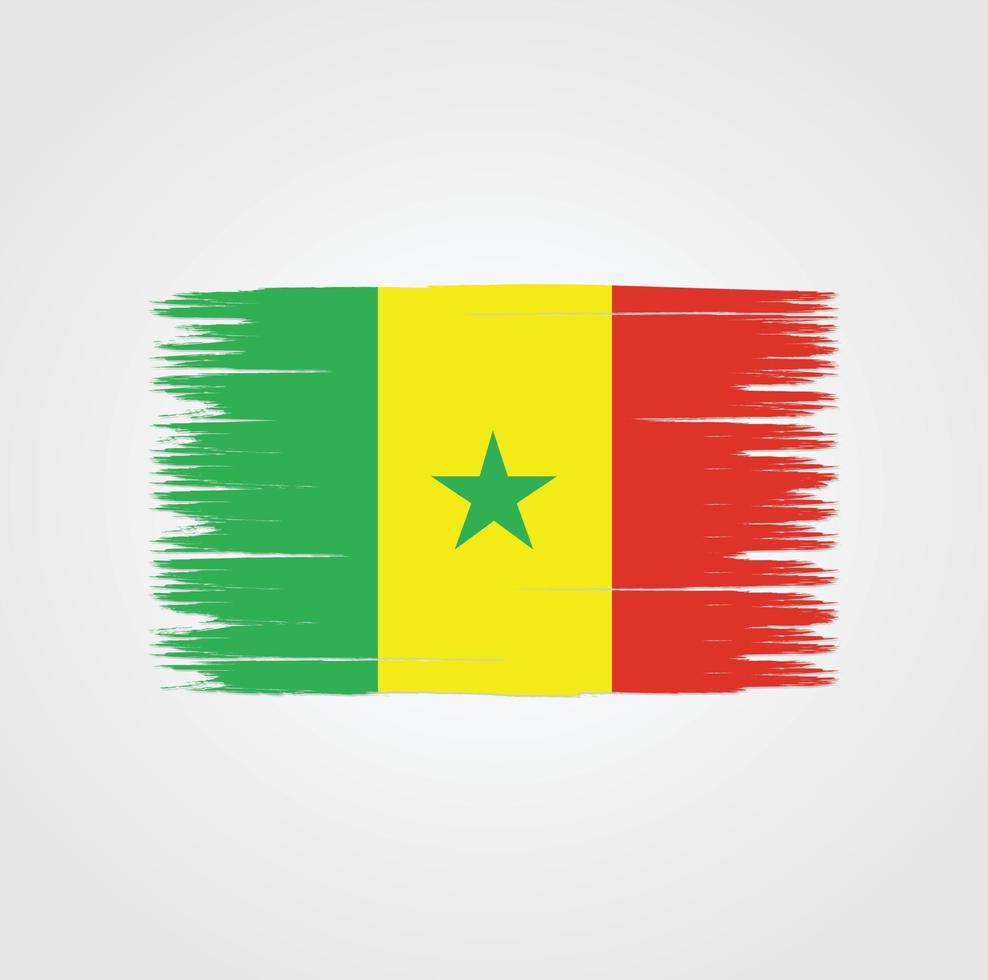 flagga av senegal med borste stil vektor