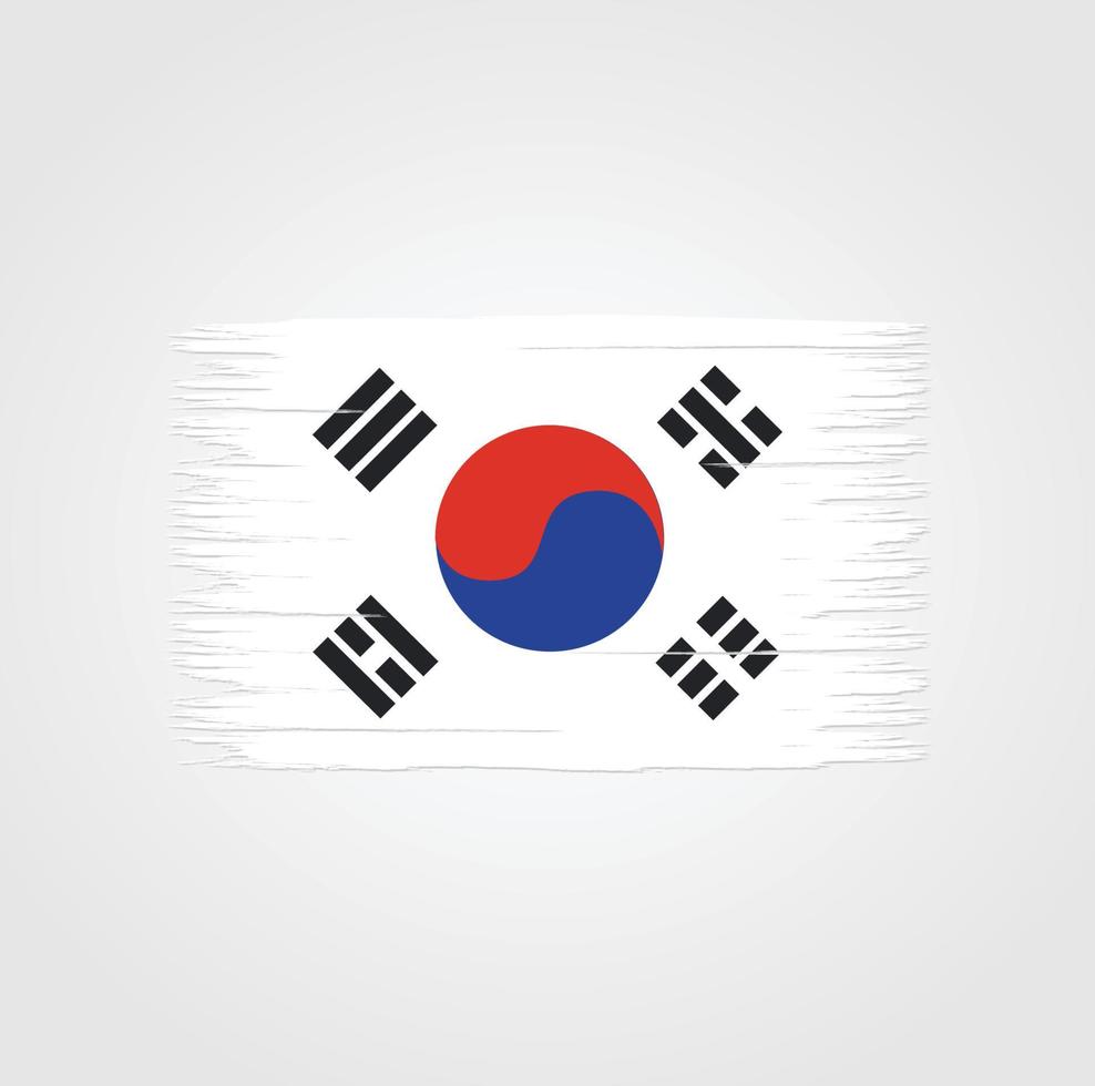 Sydkoreas flagga med pensel stil vektor