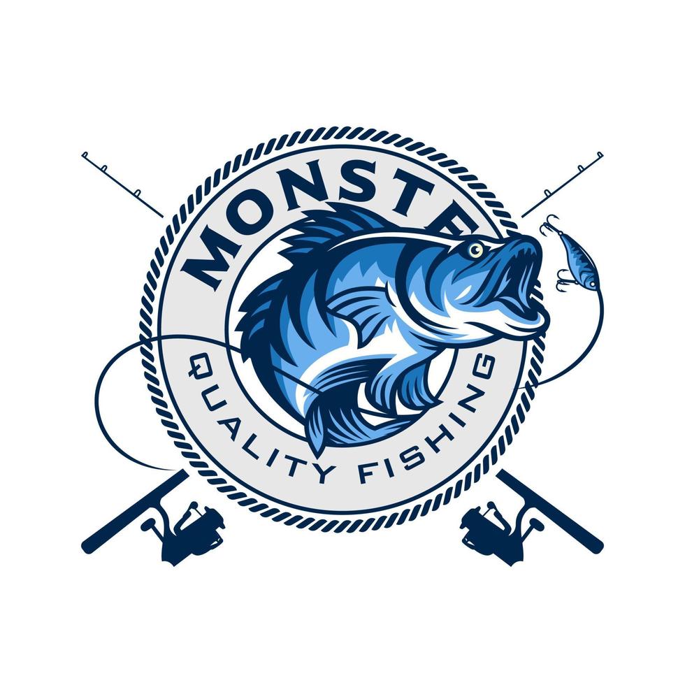 sportfiske logotyp formgivningsmall illustration vektor