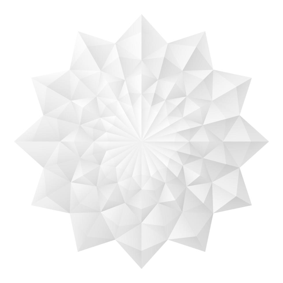 geometri använda trianglar, polygon, arrangera dem tillsammans är ett vitt abstrakt blommönster, på en vit bakgrund. vektor