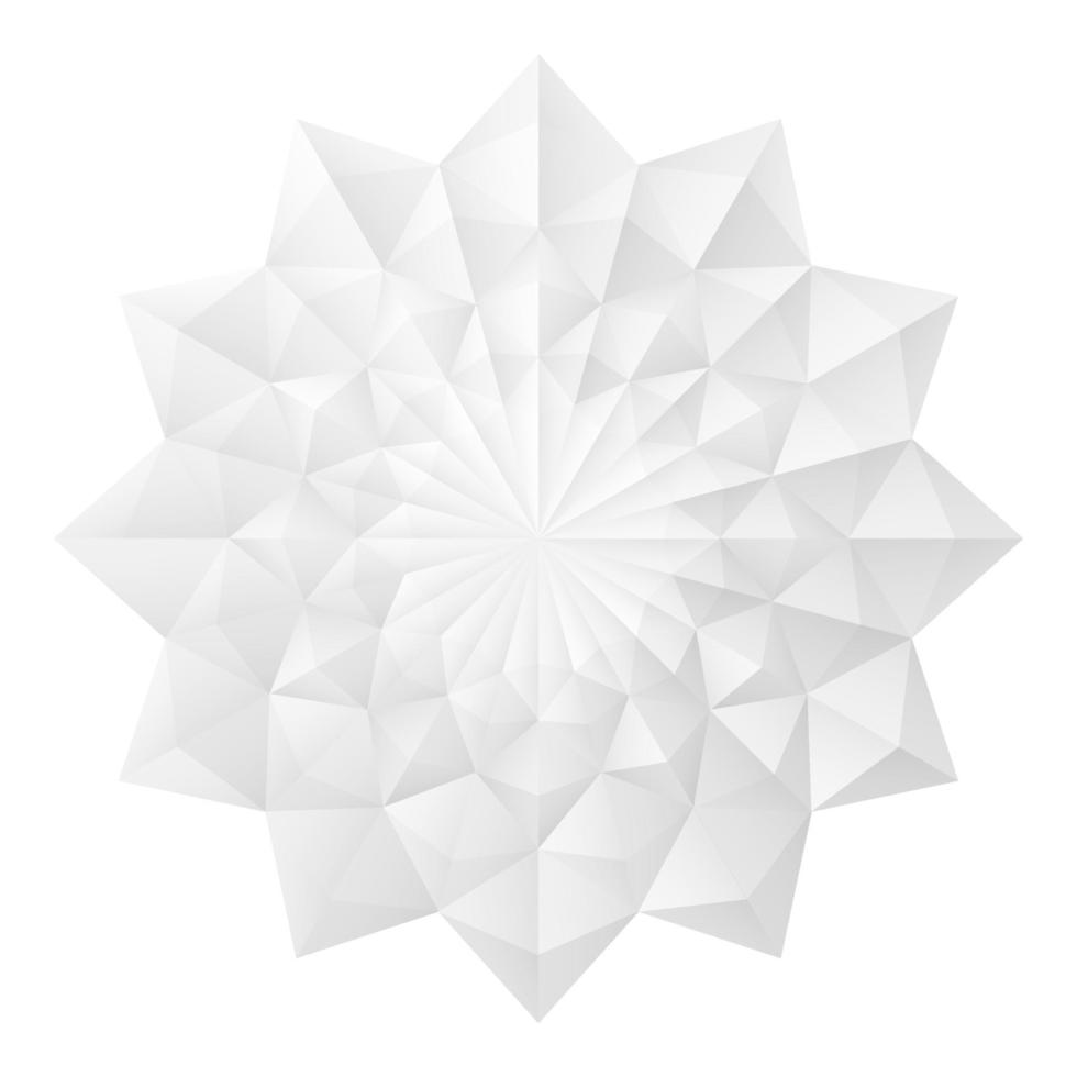 Geometrie Verwenden Sie Dreiecke, Polygon, arrangieren Sie sie zusammen ist ein weißes abstraktes Blumenmuster auf weißem Hintergrund. vektor