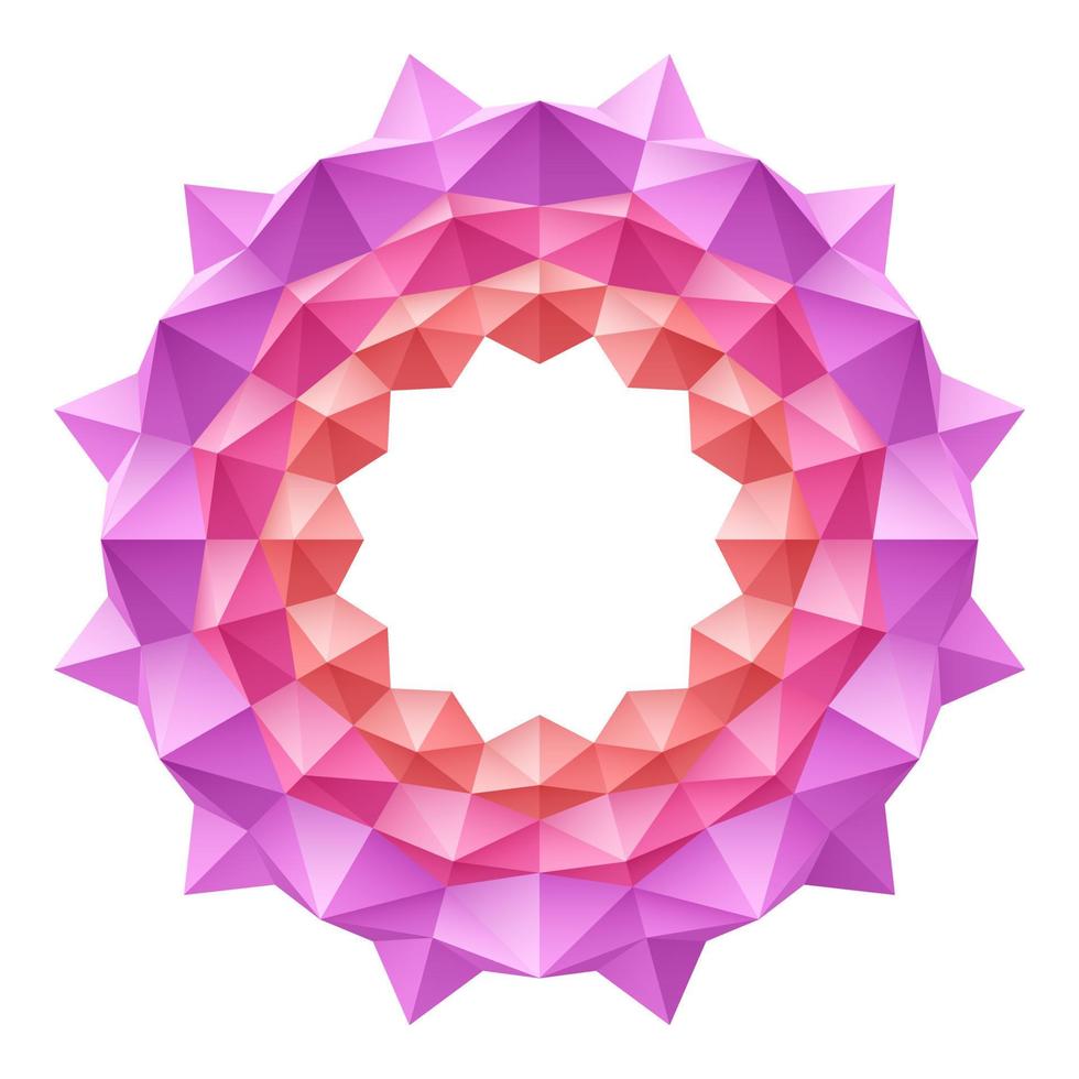 geometri använda trianglar, polygon, arrangera dem tillsammans är en rosa abstrakt blommönster, på en vit bakgrund. vektor