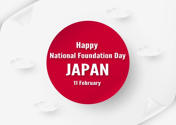 Happy National Foundation Day 2019 für Japaner. Template-Design im Flatlay-Stil. Vektor illlustration mit Papierschnitt und Handwerkskonzept.