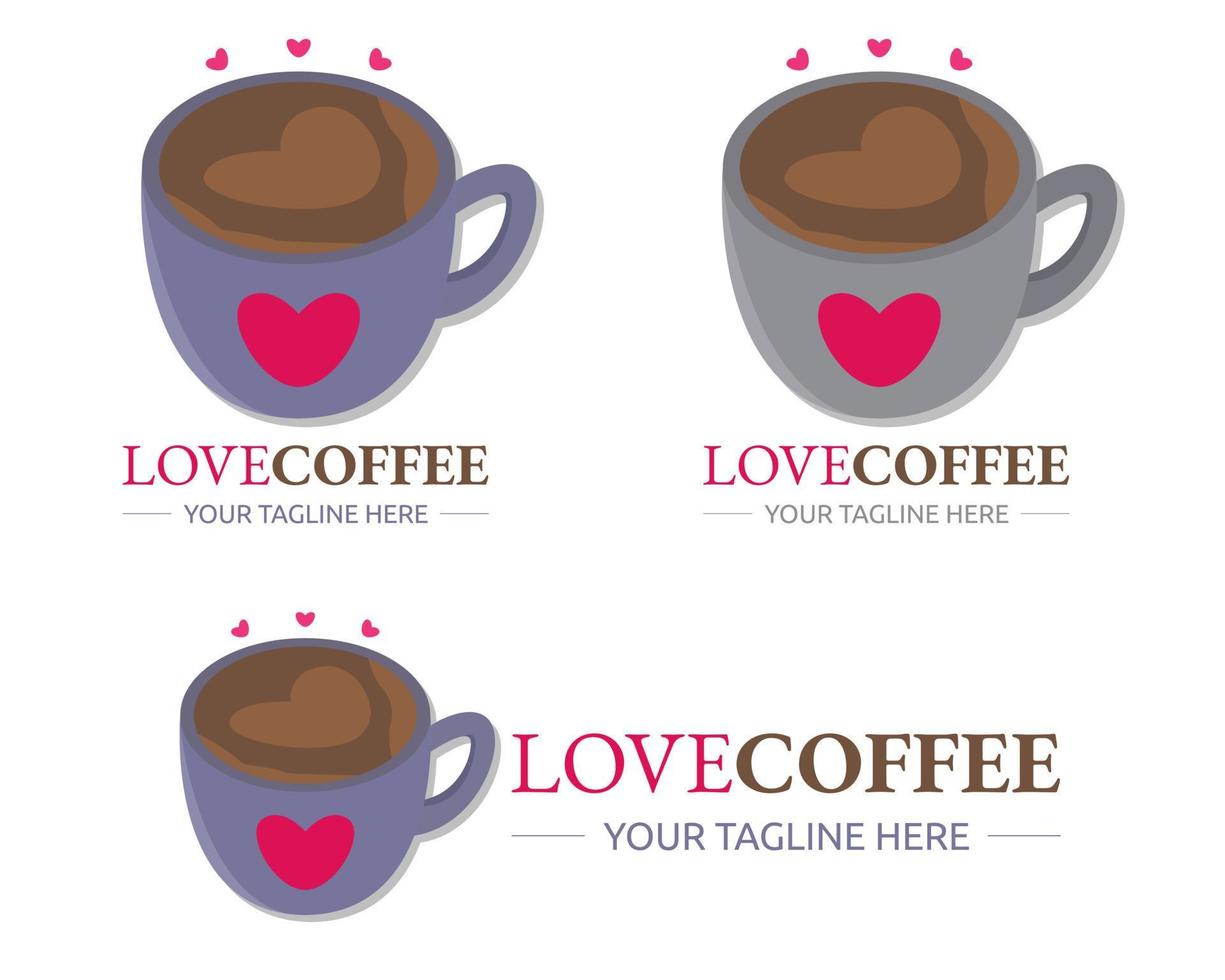 Illustrationsvektordesign der Liebeskaffeetasse-Logoschablone für Geschäft oder Firma vektor