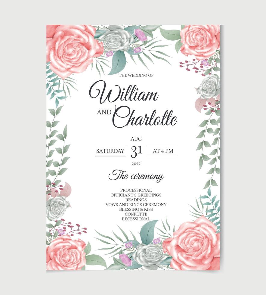 akvarell bröllopsinbjudan vektor botaniska banderoller set med rosa pionblommor hälsningsinbjudningskort