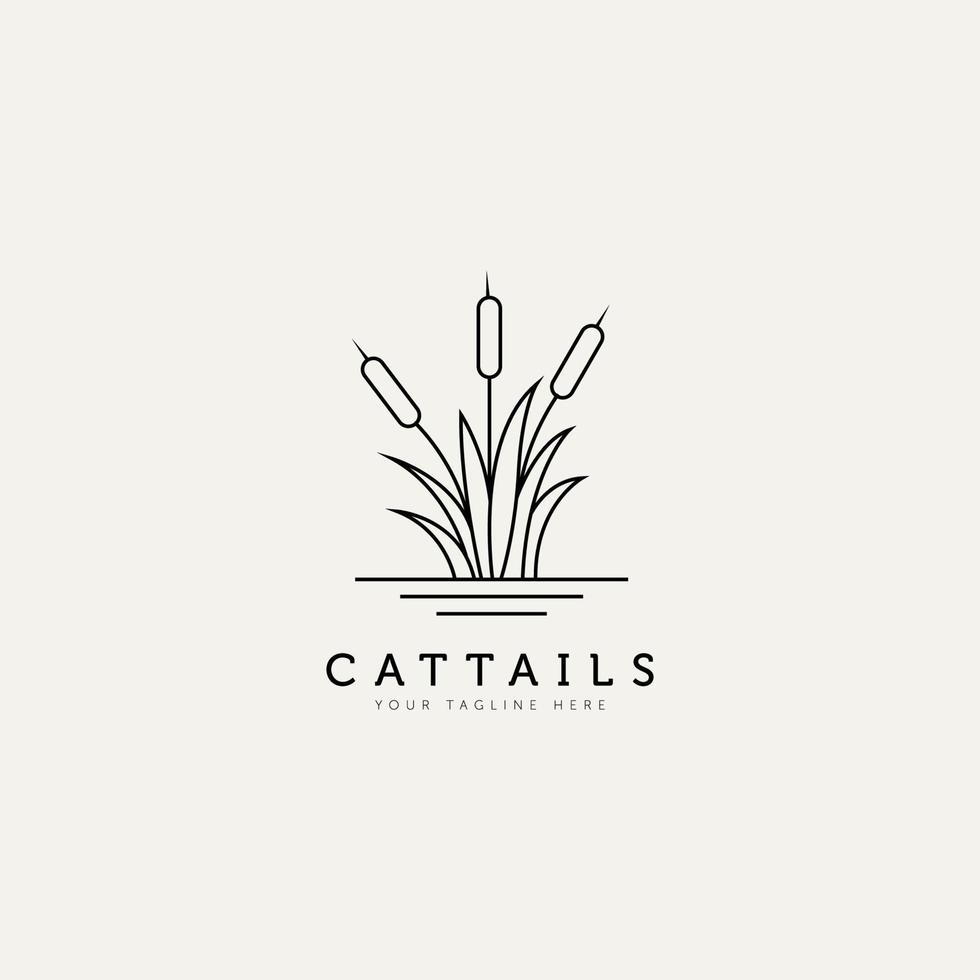 cattail växt disposition minimalistisk logotyp design illustration designmall. enkelt modern logotyp koncept vektor