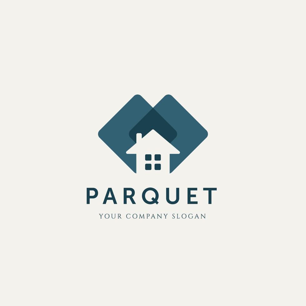 modernt hus parkett minimalistisk logotyp mall vektor illustration design. enkelt inredningslogotypkoncept