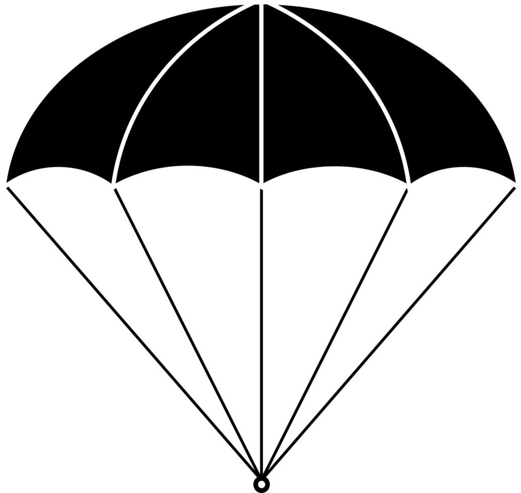 Fallschirmabzeichen. schwarze Silhouette auf weißem Hintergrund. vektor