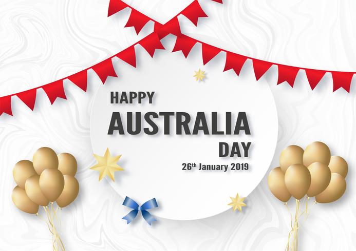 Glücklicher Australien-Tag am 26. Januar. Template-Design für Poster, Einladungskarte, Banner, Werbung, Flyer. Vektorillustration im Papierschnitt und in der Handwerksart. vektor