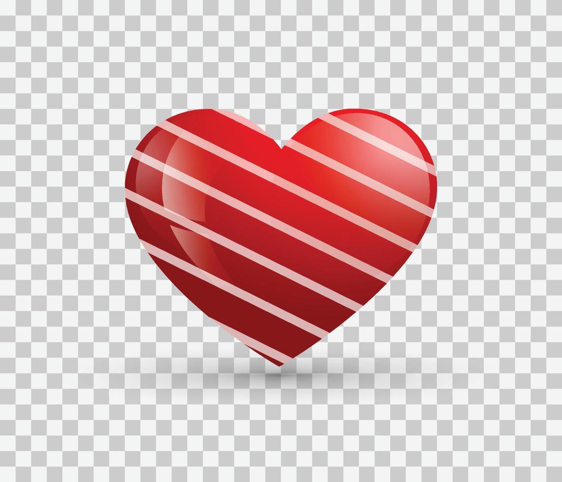 realistiskt rött hjärta med skugga premium vektor