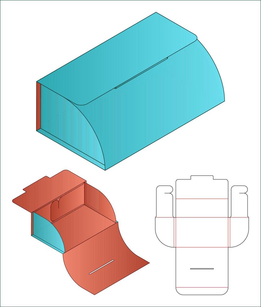 Box Verpackung gestanzte Vorlage Design. 3D-Modell vektor