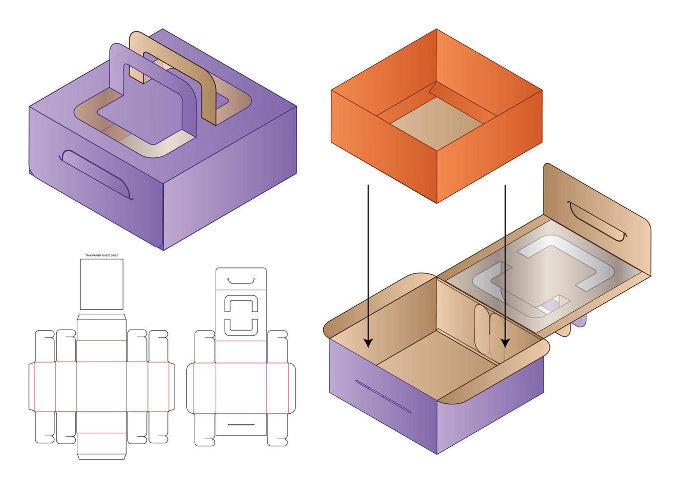 Box Verpackung gestanzte Vorlage Design. 3D-Modell vektor