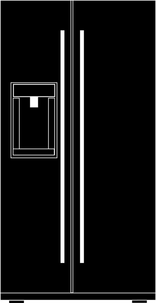 schwarze Silhouette eines Zweikammer-Kühlschranks auf weißem Hintergrund. vektor