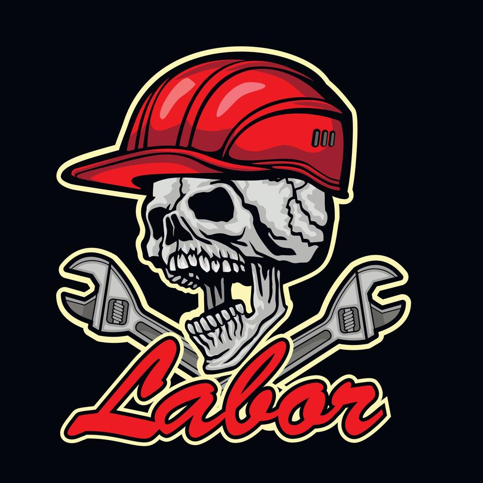 labor skull, grunge vintage design t-shirts vektor