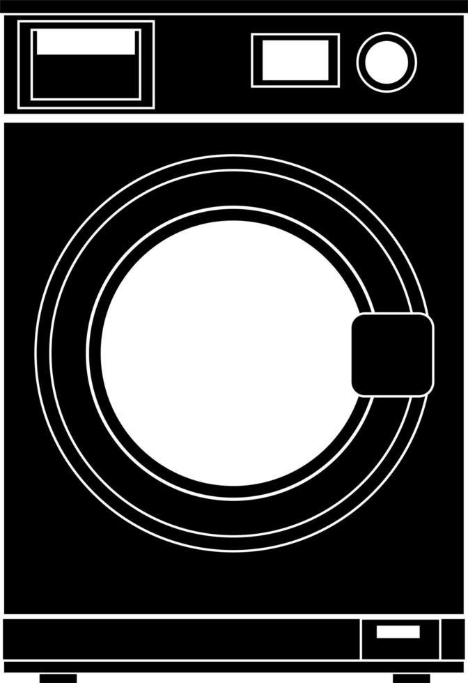 svart siluett av en tvättmaskin på en vit bakgrund. vektor