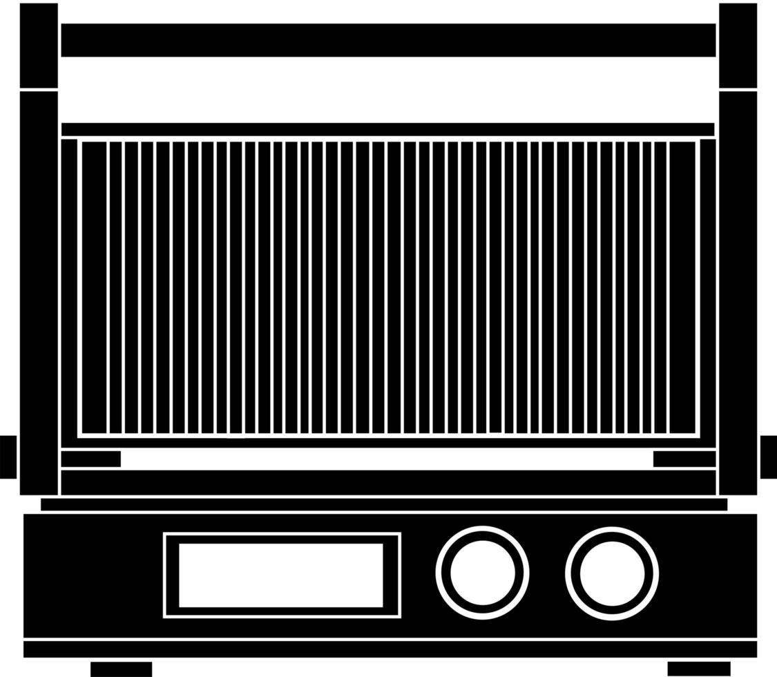 Schwarze Silhouette eines Elektrogrills auf weißem Hintergrund. vektor