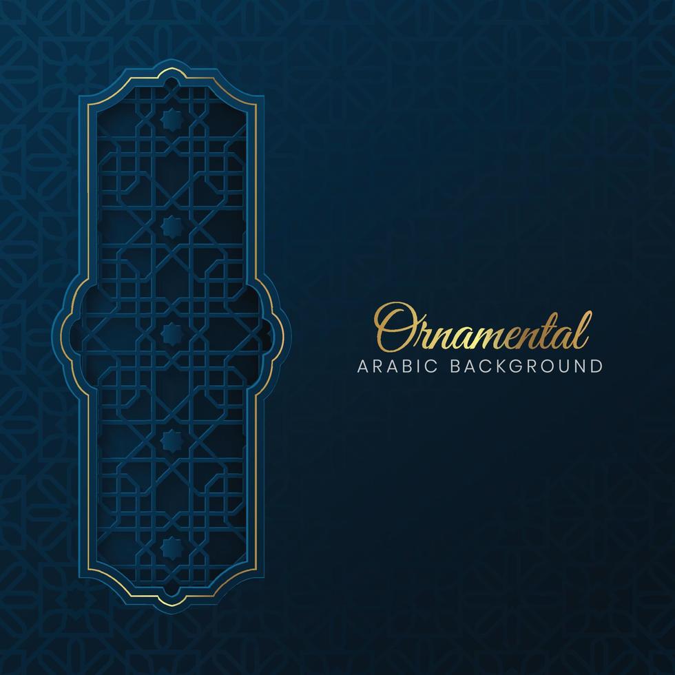islamischer arabischer blauer luxushintergrund mit geometrischem muster vektor