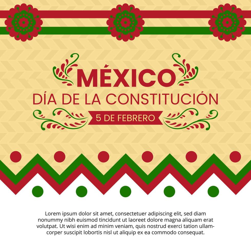 mexiko dia de la constitucion oder mexikanischer konstitutionstag hintergrund mit mexikanischen mustern vektor