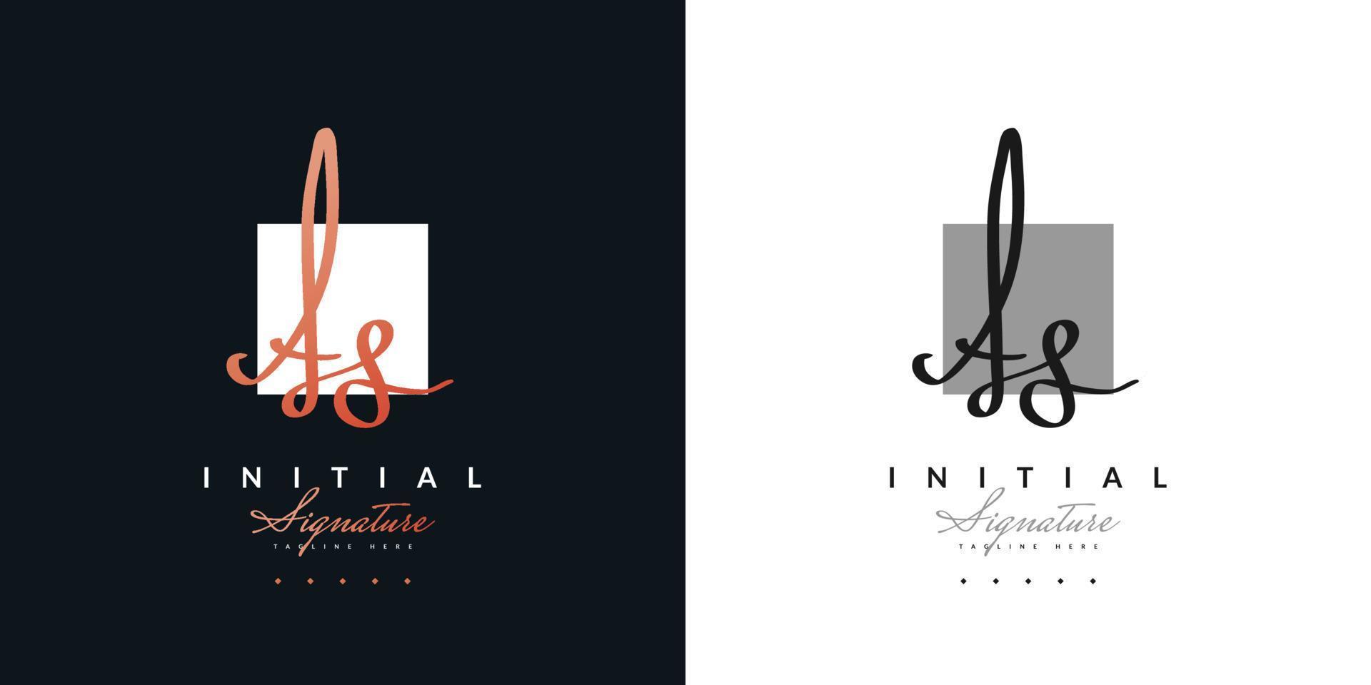 elegant initial a och s logotypdesign med handstil i guldgradient. som signaturlogotyp eller symbol för bröllop, mode, smycken, boutique, botanisk, blommig och affärsidentitet vektor