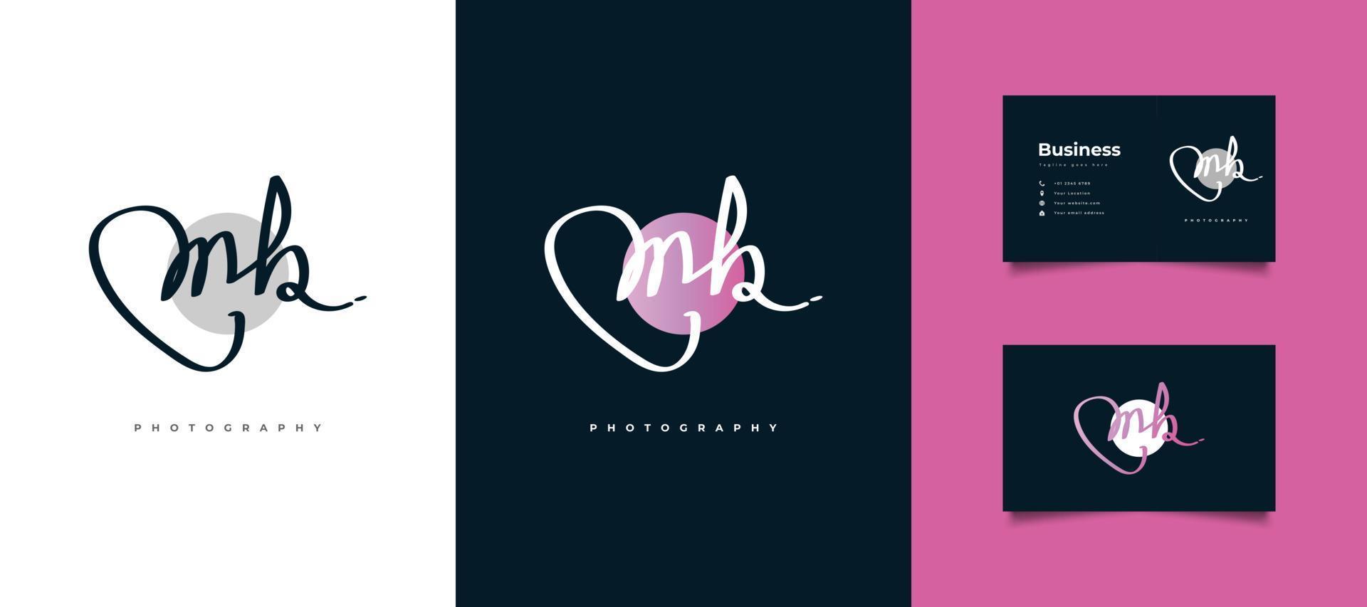 initial m och b logotyp design med elegant och minimal handstil. mb signaturlogotyp eller symbol för bröllop, mode, smycken, boutique, botanisk, blommig och affärsidentitet vektor