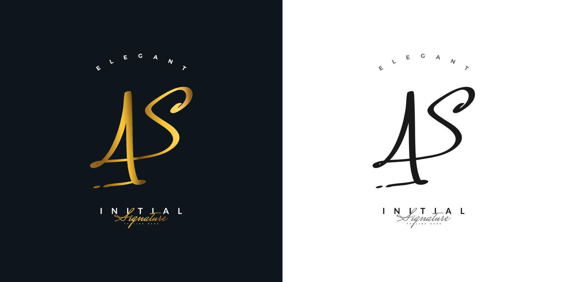 elegant initial a och s logotypdesign med handstil i guldgradient. som signaturlogotyp eller symbol för bröllop, mode, smycken, boutique och affärsidentitet vektor