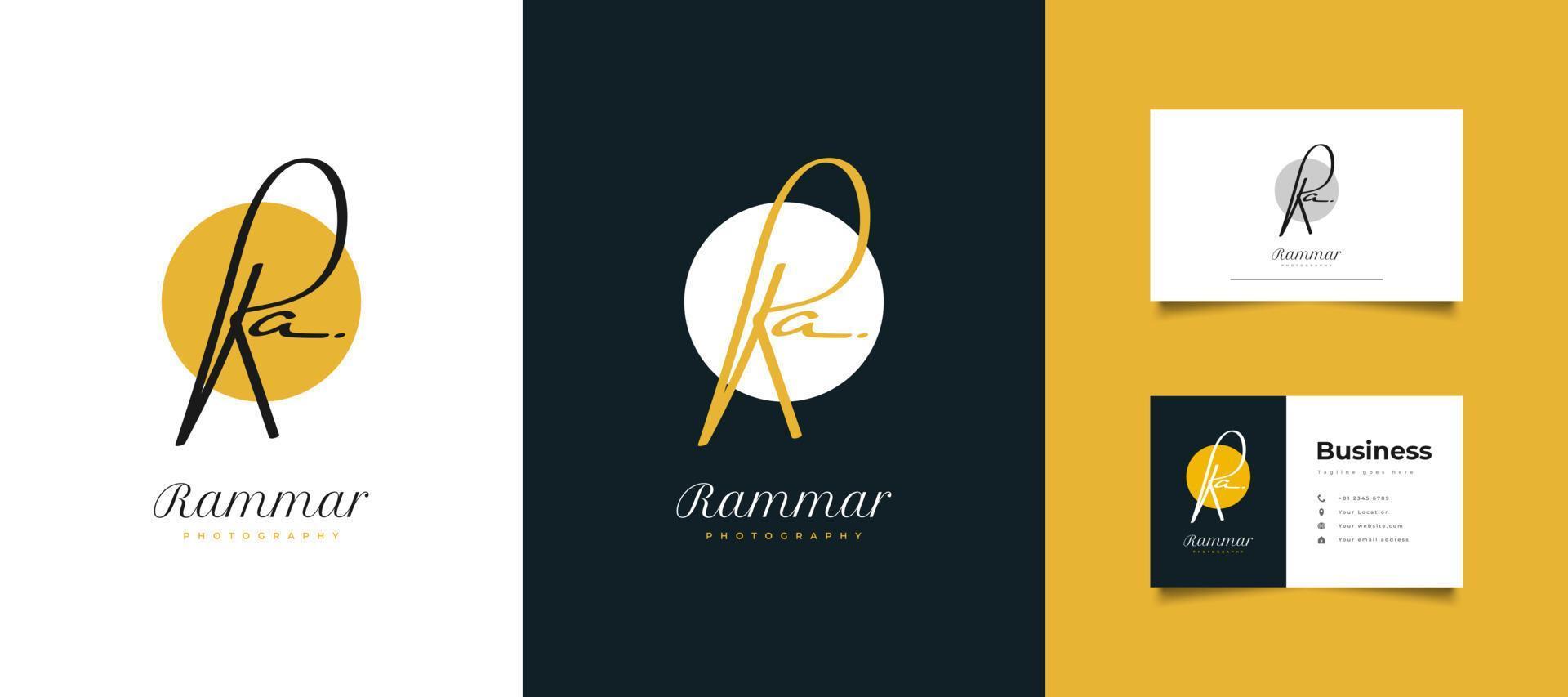 initial ra-logotypdesign med elegant och minimal handstil. ra signaturlogotyp eller symbol för bröllop, mode, smycken, boutique, botanisk, blommig och affärsidentitet vektor