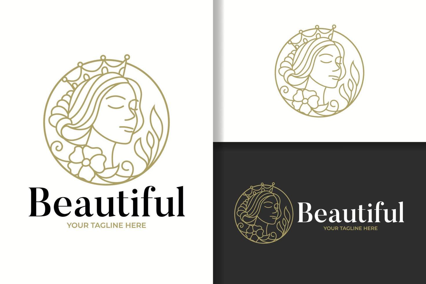 schönheit natürliche königin linie art logo vorlage vektor