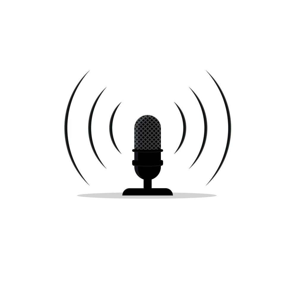 Isoliertes Desktop-Mikrofon für die Übertragung von laut verbreitetem Sound-Podcast-Konzept vektor