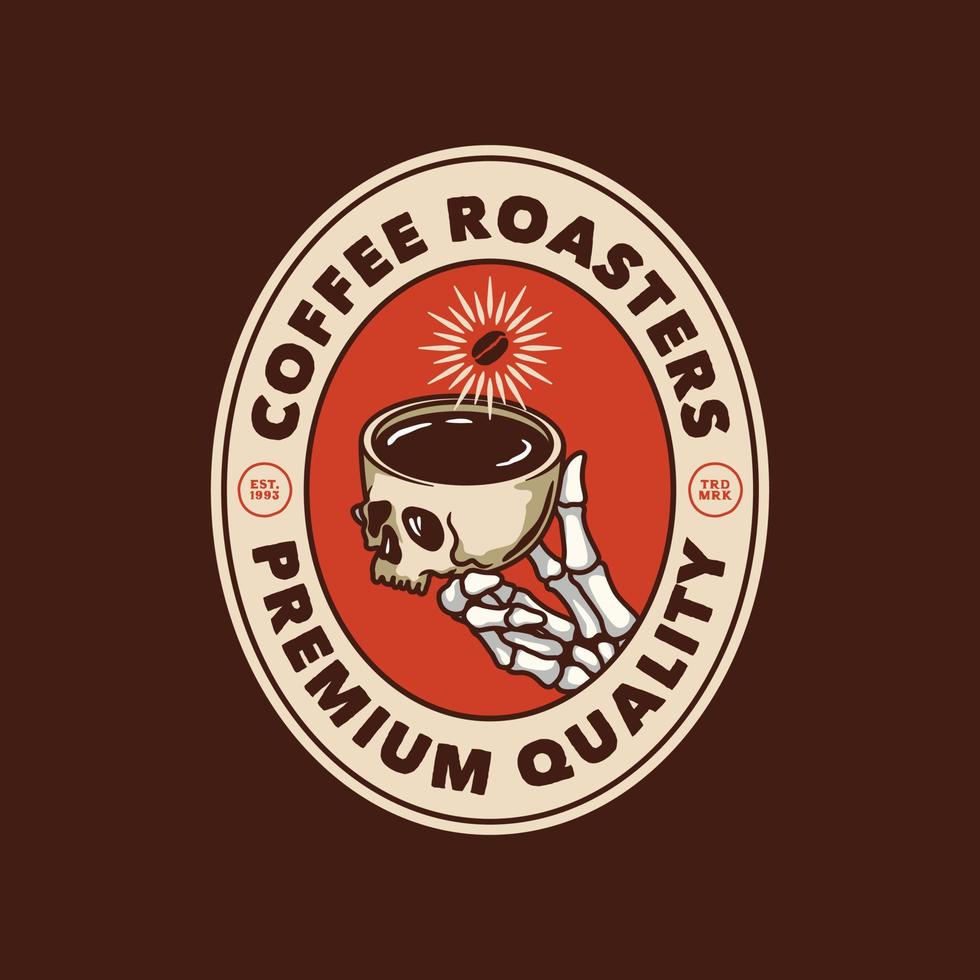 handritad vintage manuell bryggning kafé logotyp märke vektor