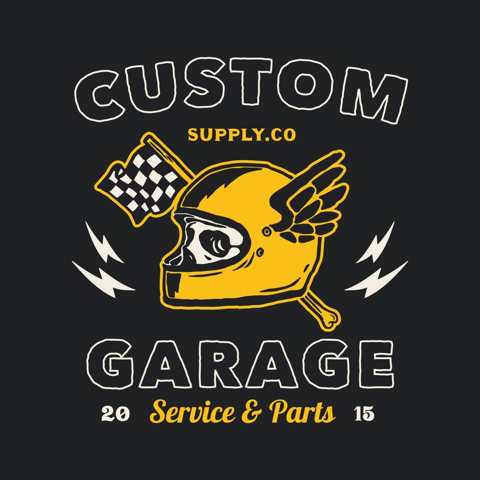 handgefertigtes Vektor-Vintage-Motorrad-Garage-Logo-Abzeichen vektor
