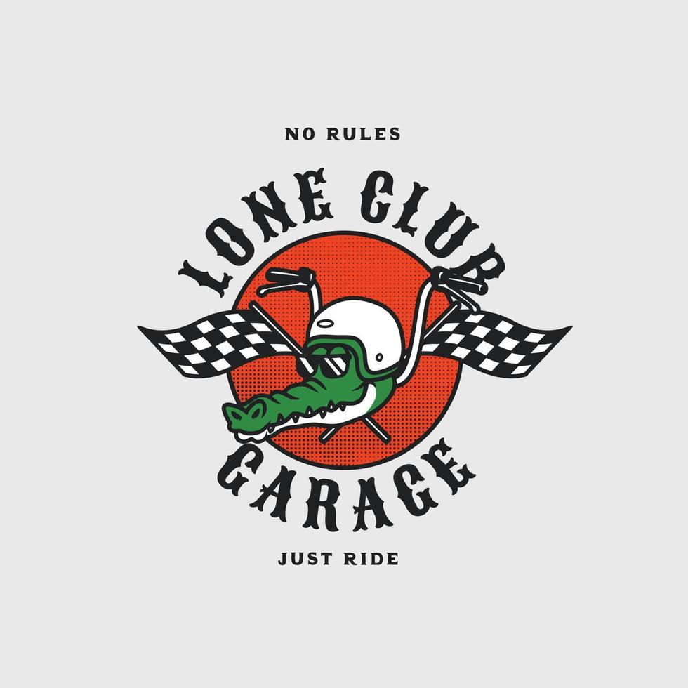 handgjorda vektor vintage lone club motorcykel garage logotyp märke