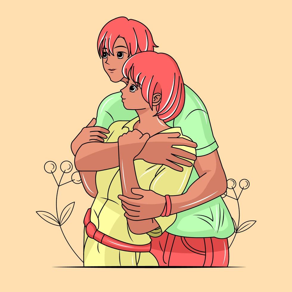 junges verliebtes paar umarmt illustration-02 kostenloser download vektor