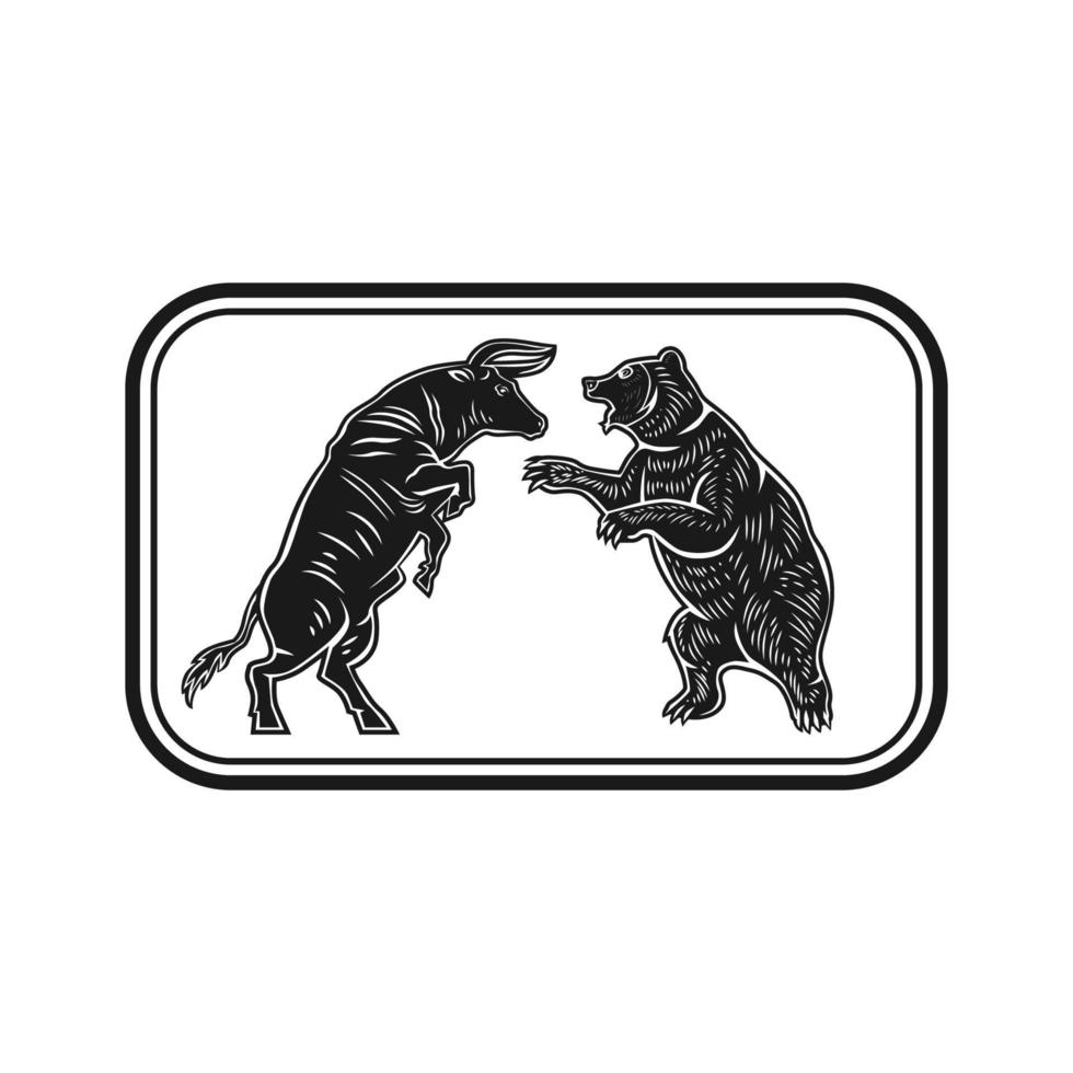 tjur och björn slåss vektorillustration vektor