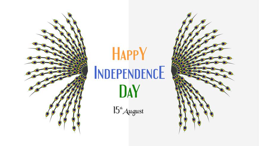 Glücklicher Unabhängigkeitstag des Indien-Landes und der Inder mit Beschaffenheit des Pfaus. Vektorillustrationsdesign lokalisiert auf weißem Hintergrund. vektor