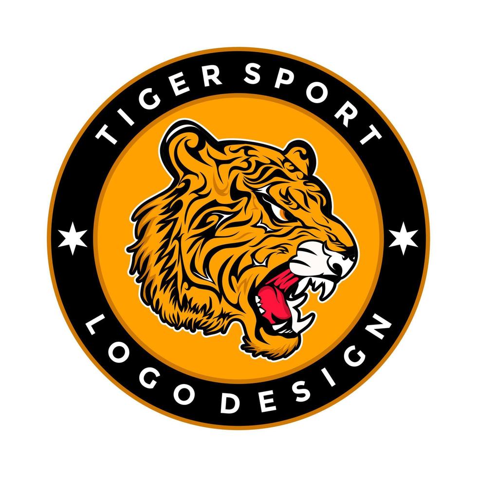 Vektor-Tigerkopf, Gesicht für Retro-Logos, Embleme, Abzeichen, Etikettenvorlage und T-Shirt-Vintage-Design-Element. isoliert auf weißem Hintergrund vektor