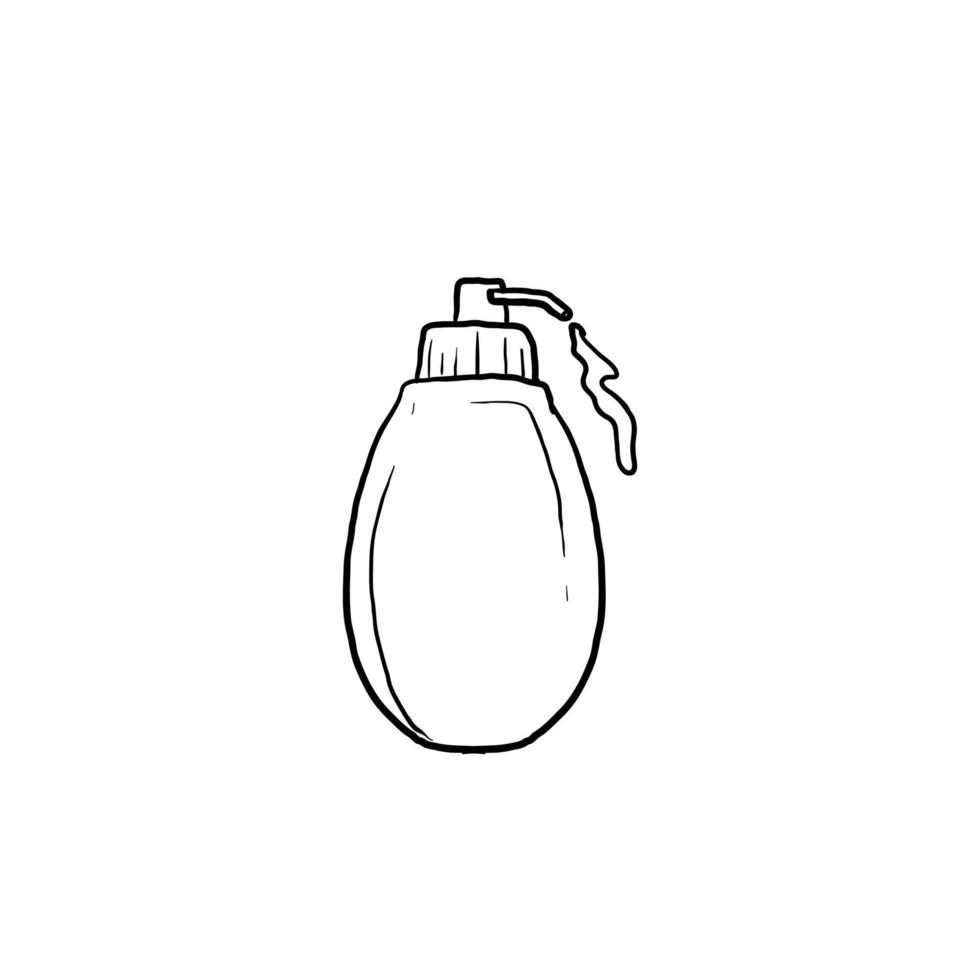 doodle hand sanitizer flaska illustration med handritad stil vektor