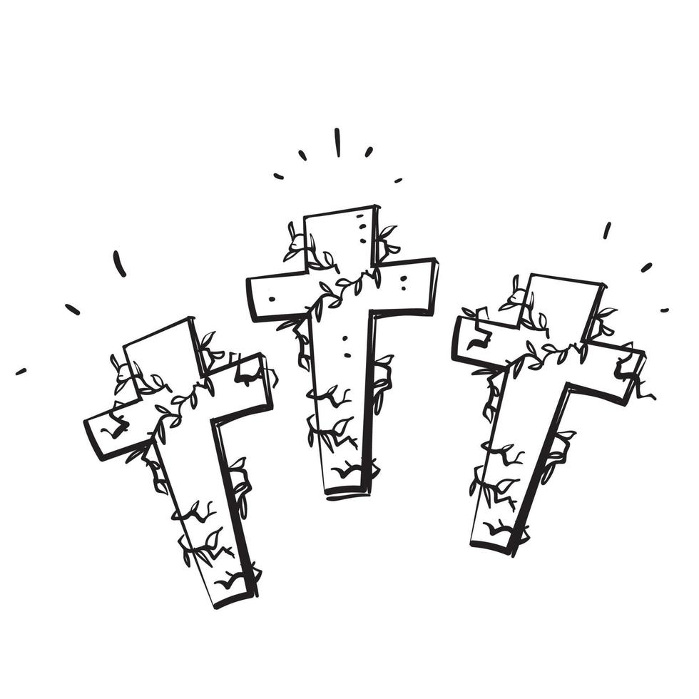 handritad doodle kristna korset symbol för långfredagsfirande illustration vektor