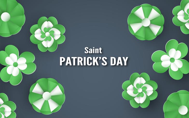 Mall för St Patrick&#39;s Day söndag den 17 mars. Vektor illustration i 3D-pappersklippning och hantverk stil.