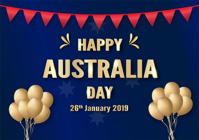 Happy Australia Day den 26 januari. Malldesign för affisch, inbjudningskort, banner, reklam, flygblad. Vektor illustration i pappersskärning och hantverk stil.