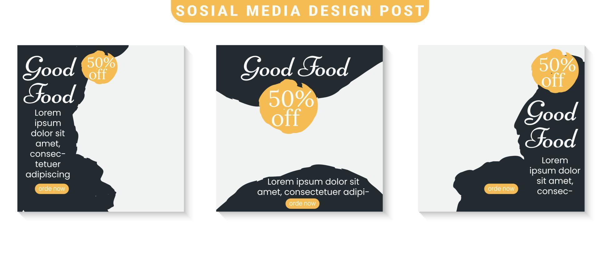 mat och restaurang meny banner sociala medier post. uppsättning redigerbar mall för sociala medier för marknadsföring. vektor