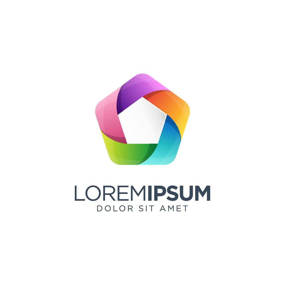 femhörning logotyp med gradient vektor