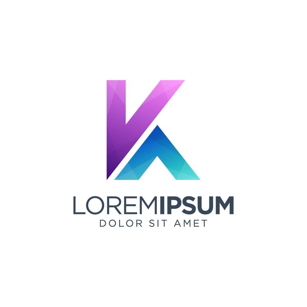 bokstaven k logotyp med gradient vektor