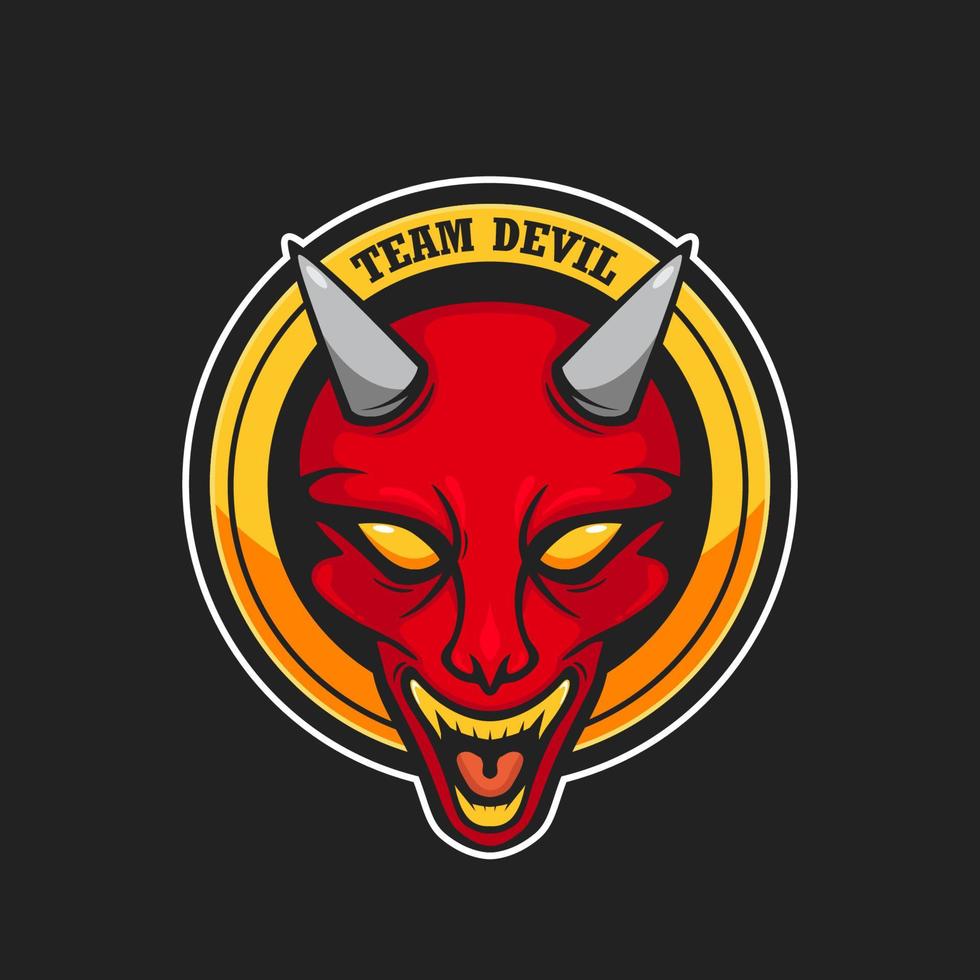 team devil e-sport logotyp badge maskot vektor