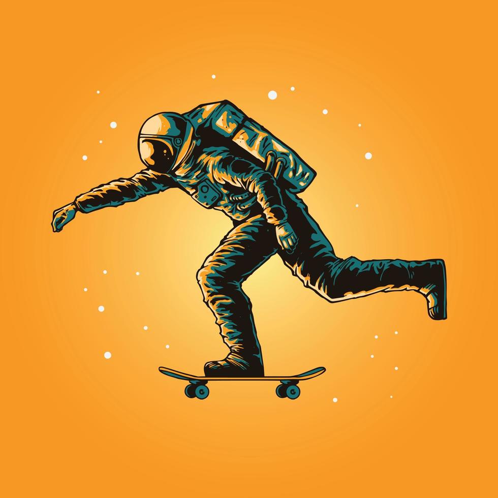 astronaut skateboard illustration vektor