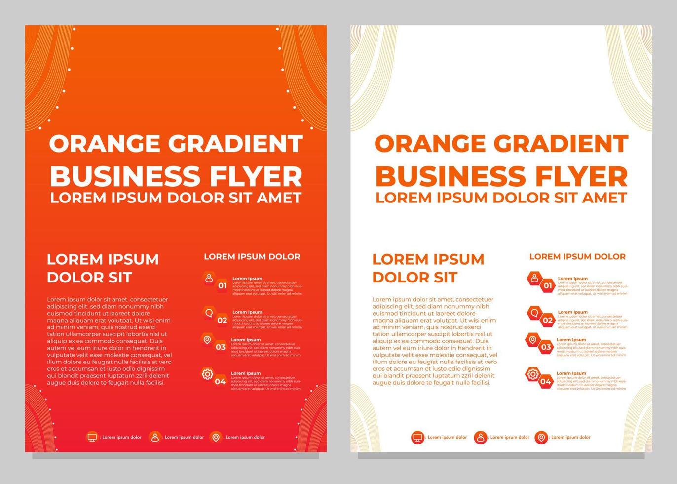 Sammlung von Business-Flyer-Vorlagen mit orangefarbenem Farbverlauf vektor