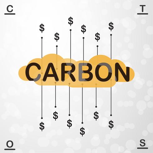 Vektor design i begreppet kol prissättning på grått bakgrund gradient.